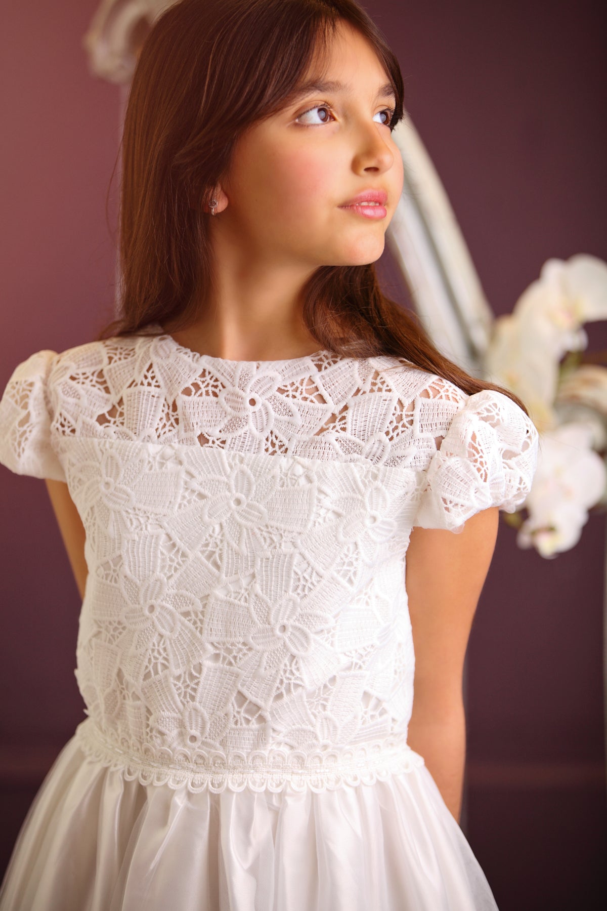 Cap sleeve communion dress for best sale girl