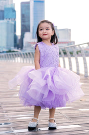 Purple flower girl tutu dress with sequins