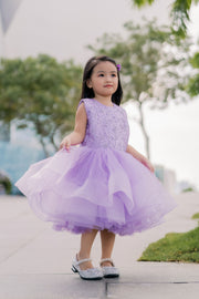 Purple flower girl tutu dress with sequins