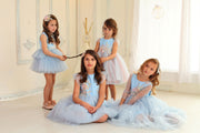 children's dress - princess dress - tulle dress - tulle skirt - children's clothes - wedding dress - blue dress 