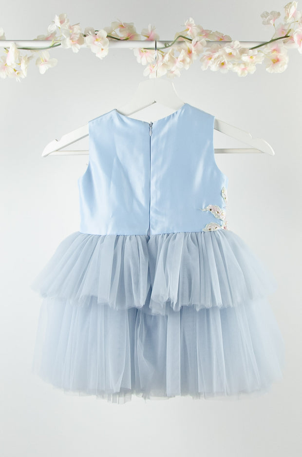 blue girl dress with tulle skirt for special occasions