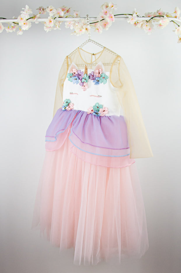 Maßgeschneidertes Tüll Mädchenkleid mit Unicorn Details