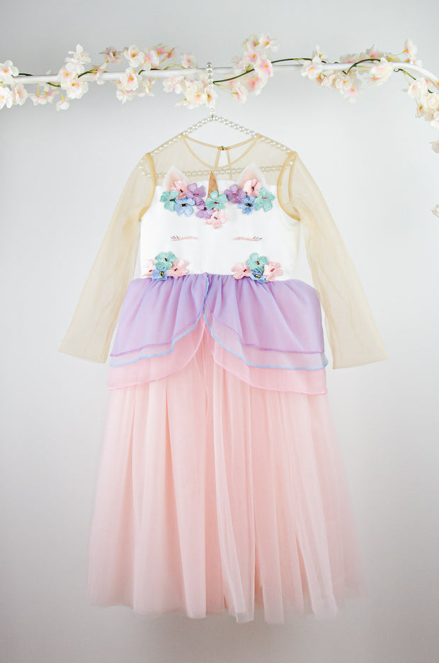 Maßgeschneidertes Tüll Mädchenkleid mit Unicorn Details