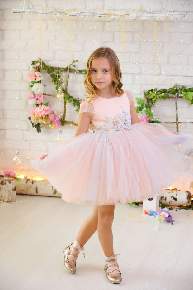 pink tulle girl dress for special occasions