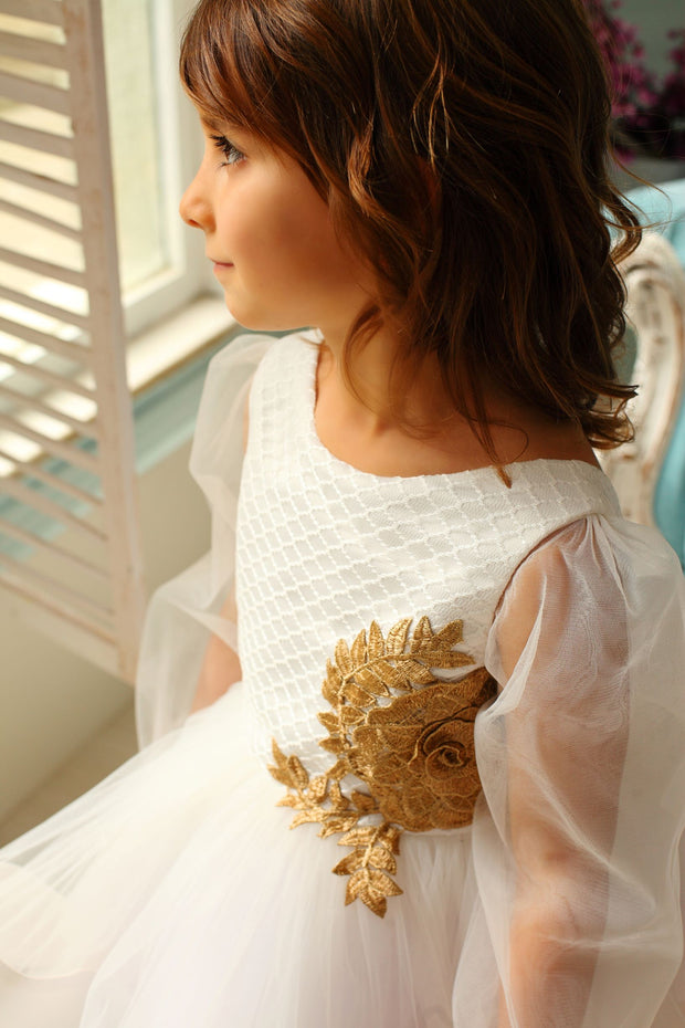 white flower girl dress for wedding